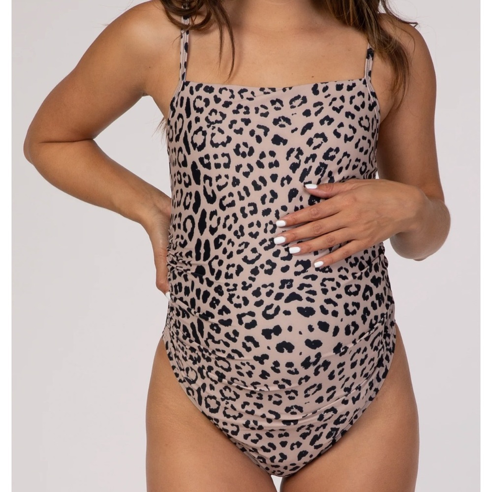 PinkBlush Maternity cheetah Print One Piece Swimsuit